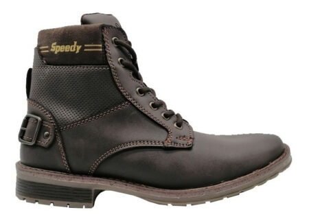 Botín Para Hombre Café De Tacón Plataforma Speedy 7647/v