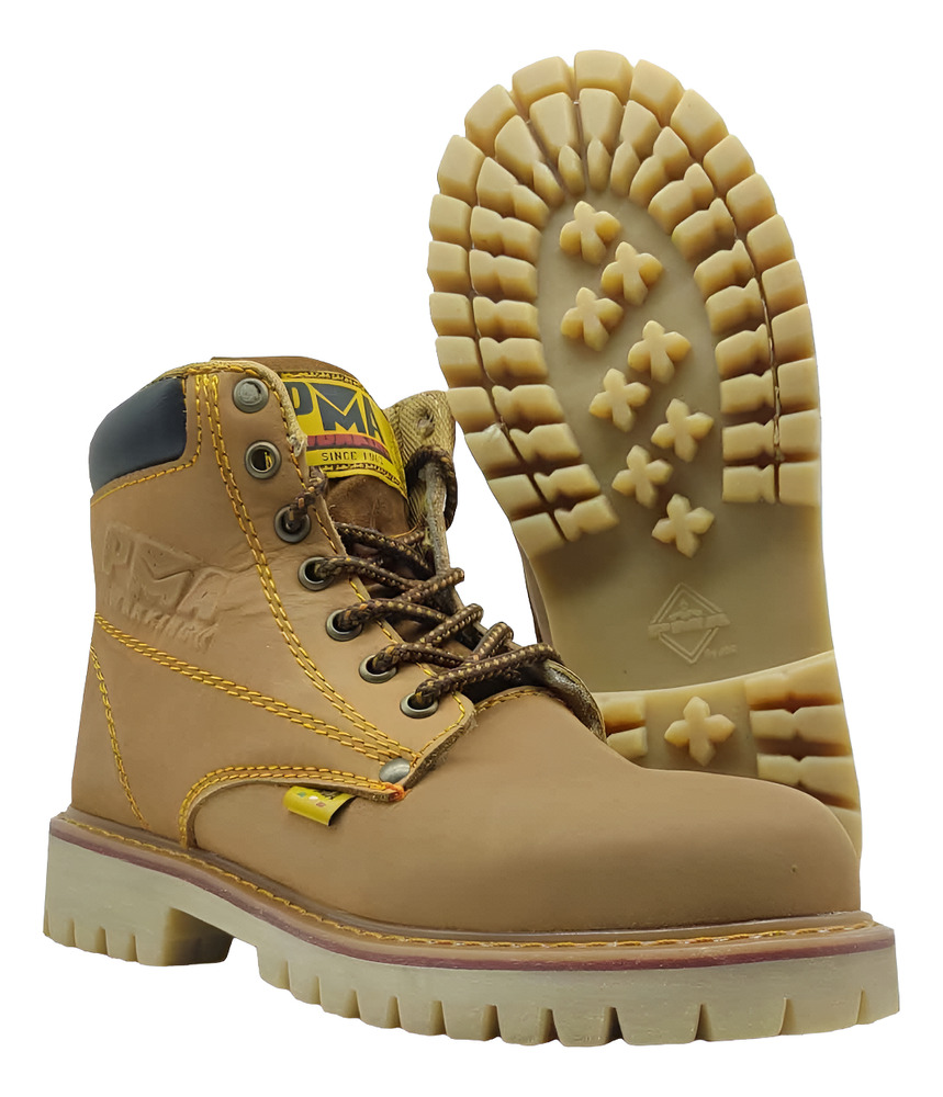 Bota Oro Nobuck Hombre Caballero Trabajo Pma Industriales /v Oro Suela Ámbar 32 Mx - Image 4