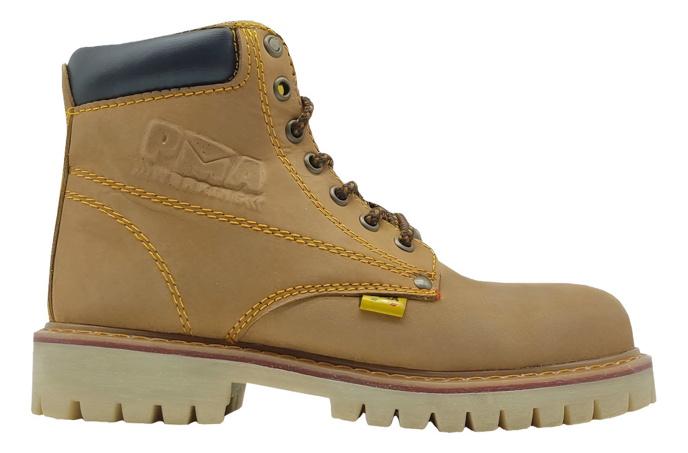 Bota Oro Nobuck Hombre Caballero Trabajo Pma Industriales /v Oro Suela Ámbar 32 Mx