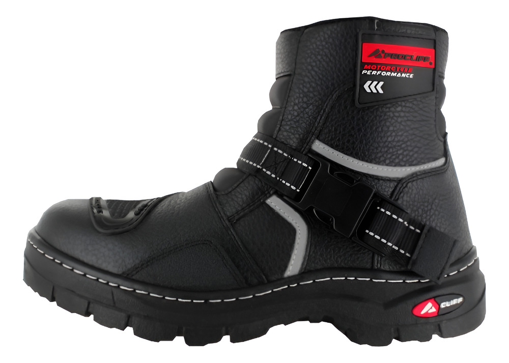 Bota Cliff Motorcycle Piel Cosida Reflejante Mod 0110 Cierre
