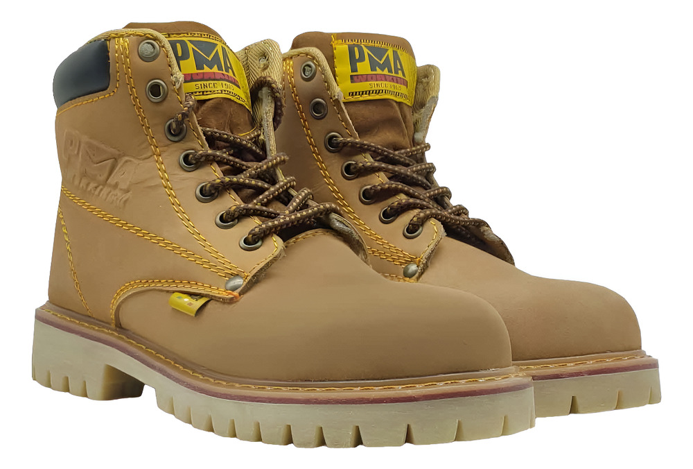Bota Oro Nobuck Hombre Caballero Trabajo Pma Industriales /v Oro Suela Ámbar 32 Mx - Image 2