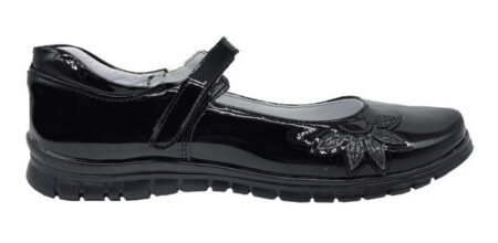 Zapato Escolar Niña Niño Yuyin 20241 Charol Negro Evag/v