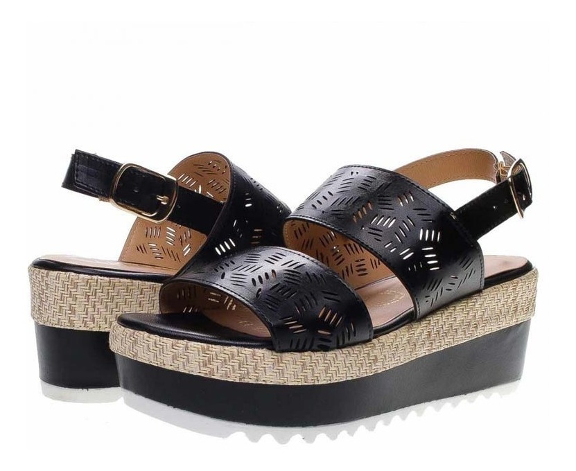 Huarache Sandalia Tiras Gruesas En T Dama Mujer Blanco Cafe - Image 3